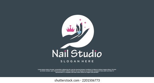 Beauty nail logo design vector with creative unique style Premium Vector
