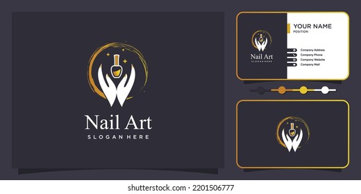 Beauty nail logo design vector with creative unique style Premium Vector