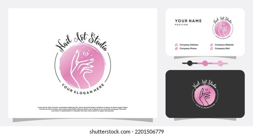 Beauty nail logo design vector with creative unique style Premium Vector