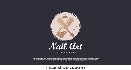 Beauty nail logo design vector with creative unique style Premium Vector