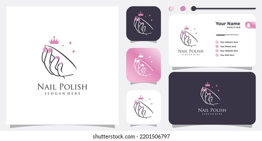 Vector de diseño de logotipo de uñas de belleza con estilo único creativo Vector Premium
