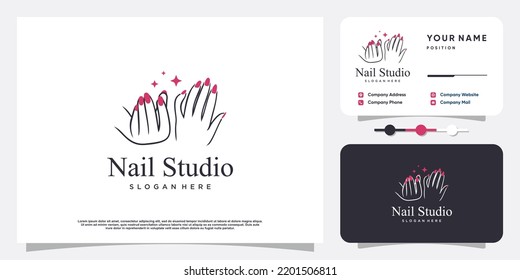 Beauty nail logo design vector with creative unique style Premium Vector