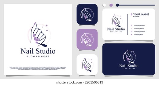 Beauty nail logo design vector with creative unique style Premium Vector