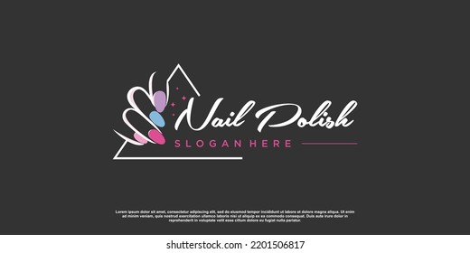 Beauty nail logo design vector with creative unique style Premium Vector