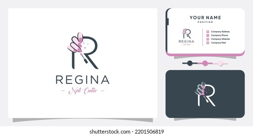 Beauty nail logo design vector with creative unique style Premium Vector