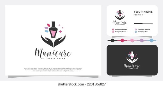 Beauty nail logo design vector with creative unique style Premium Vector