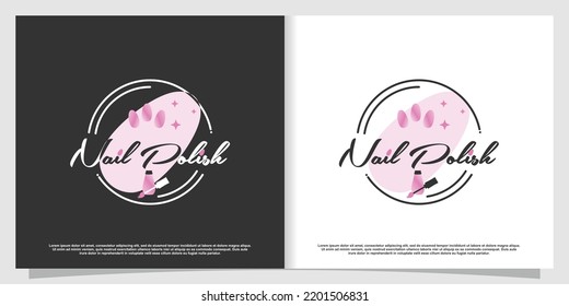 Beauty nail logo design vector with creative unique style Premium Vector