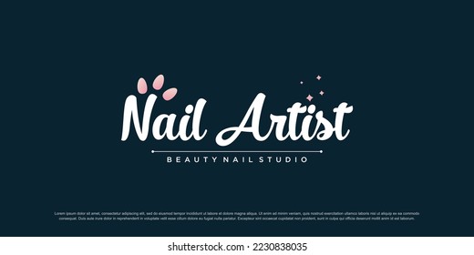 Beauty nail logo design vector with unique concept