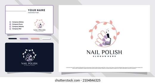 Beauty nail polish logo with modern concept and business card design Premium Vector