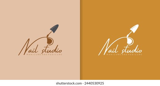 Beauty nail salon and nail beauty studio logo illustration