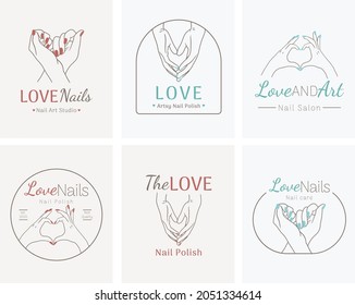 beauty nails logo template with beautiful hand for logos, business card