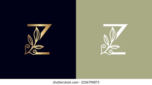 BEAUTY NATURAL LEAF LOGO VECTOR LETTER Z