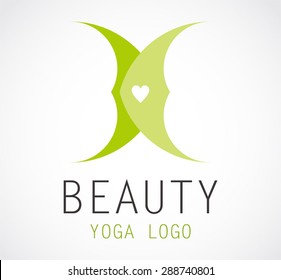 Beauty natural logo green element symbol shape icon vector design abstract business template yoga