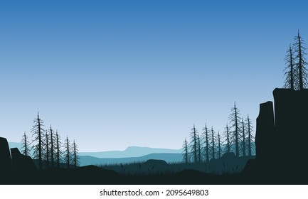 The beauty of the natural scenery of the village at sunrise in the morning. Vector illustration of a city