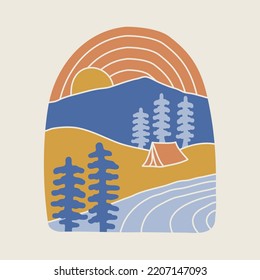 Beauty nature abstract graphic illustration vector art t-shirt design