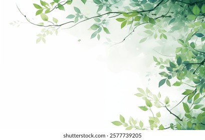 Beauty of nature elegant watercolor illustration of delicate leaves. Decorative vector design of graceful arrangement of foliage, a touch of natural charm to any project