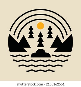Beauty nature at night graphic illustration vector art t-shirt design