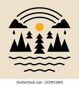 Beauty nature at night graphic illustration vector art t-shirt design