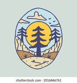 Beauty nature with river graphic illustration vector art t-shirt design
