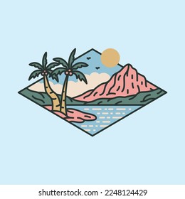 Beauty nature with river and mountain graphic illustration vector art t-shirt design