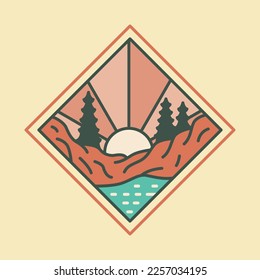 Beauty nature with sunrise graphic illustration vector art t-shirt design