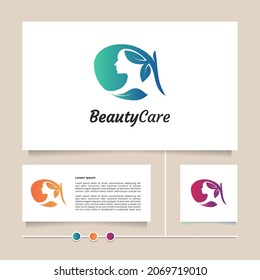 Beauty in nature vector logo design usable for beauty salon, hair treatment, beauty care center, skin treatment, beauty products, cosmetic, something natural, etc