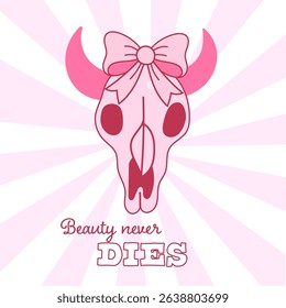Beauty Never Dies Pink Skull Illustration