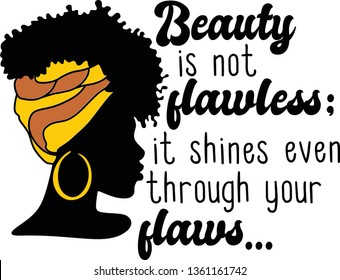 Beauty is not flawless: it shines even through your flaws, Afro woman with band vector