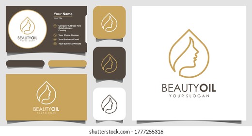 Beauty oil Logo Design Template Element and business card. beauty oil concept.