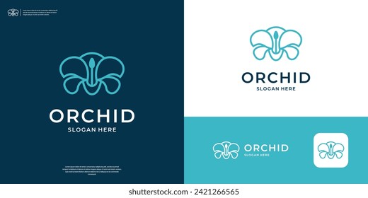 Beauty orchid flower logo design template