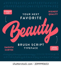 Beauty original hand lettered alphabet Brush script typeface Elegant beautiful font Custom lettering set Good for titles quotes logos t shirt graphics packaging and more Quality typography