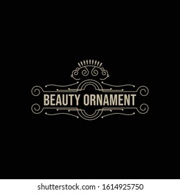 beauty ornament. vintage mono line. template logo Ideas. Inspiration logo design. Template Vector Illustration. Isolated On black Background