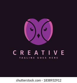 Beauty owl face logo design. Modern owl logo vector illustration.