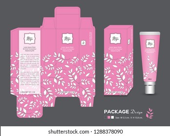 Beauty Packaging template, 3d Box cosmetics, product design, Package tag, healthy products, Cream layout, Fresh ecological, nature box, Body care, spa, lotion, shampoo, Realistic bottle mock up