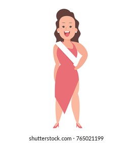 Beauty pageant with Evening dress-Vector Illustration