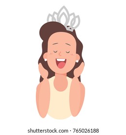 Beauty pageant-Emotion-Happy-Vector Illustration