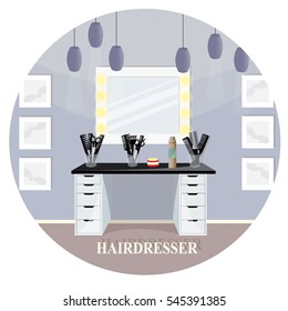 Beauty parlor design. Flat style vector illustration.