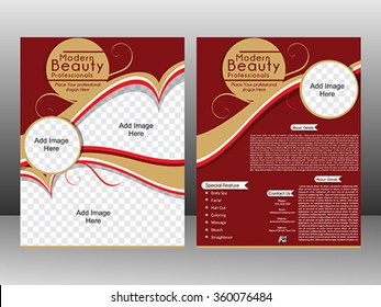 beauty Parlor Flyer template design & magazine cover vector illustration 