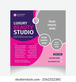 Beauty parlor social media post design template