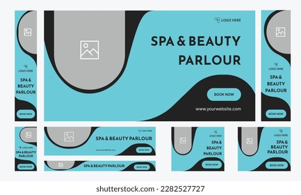 Beauty parlor web set banner template design for social media posts, lifestyle spa and yoga banner design, editable vector eps 10 file format