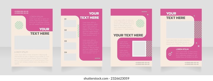 Beauty parlour pink blank brochure layout design. Skin care info. Vertical poster template set with empty copy space for text. Premade corporate reports collection. Editable flyer paper pages
