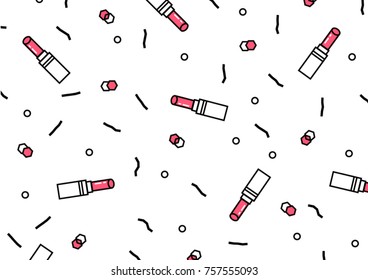 beauty pattern with geometric abstract pattern and lipstick. Poster, poster, cover