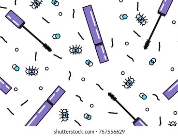 Beauty pattern. with geometric abstract pattern and mascara. Poster, poster, cover