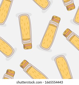 Schönheitsmuster. Handgezeichnete Schönheits- und Hautpflegesymbole und -objekte. Nahtlose Vektorillustration im Hintergrund.Designelemente für Skizzen. Einzige Vektorgrafiken auf weißem Hintergrund.Medizinische Hautkosmetik.