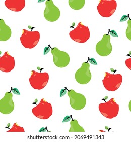 Beauty pattern seamless with fruits, peers and apple. food pattern