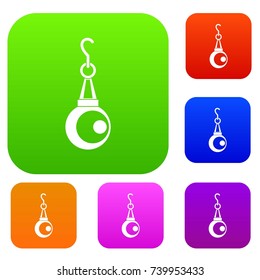 Beauty pearl pendant set icon color in flat style isolated on white. Collection sings vector illustration