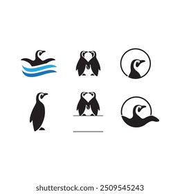 beauty penguin ice bird icon set logo design vector