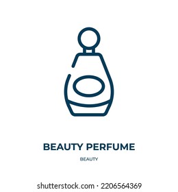 Schönheit Parfüm Symbol. Lineare Vektorgrafik aus der Beauty-Kollektion. Outline Schönheitsparfüm Symbol Vektorgrafik. Dünnliniensymbol für Web- und mobile Apps, Logo, Printmedien.