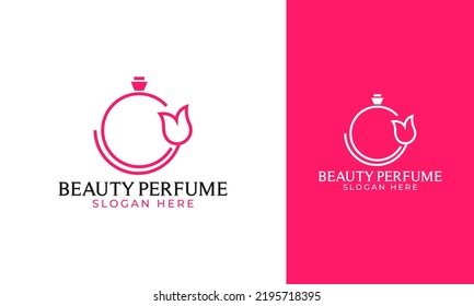 Beauty Perfume Logo Design. Flower Scent Symbol With Minimal Or Line Art Concept