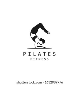 Beauty Pilates Girl Health Concept Body Element Design Logo